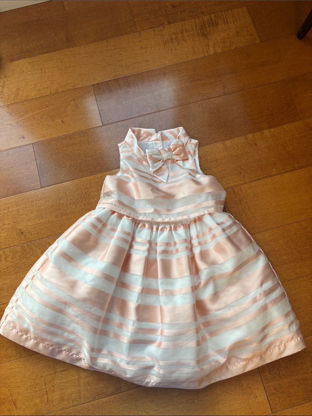 Janie and Jack Pink and White Striped Bow-Front Formal Dress 3T